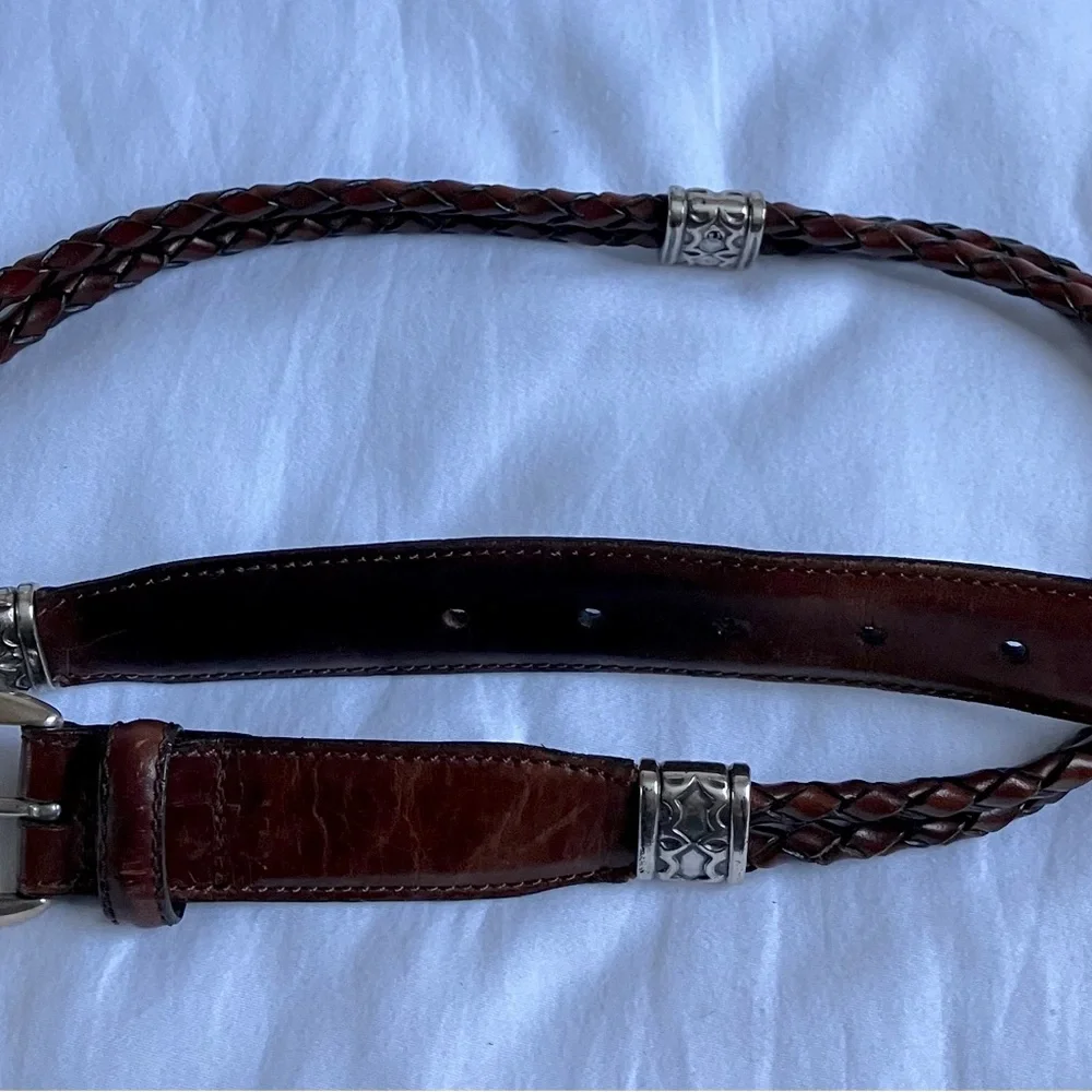 FOSSIL  Western Braided Classic Brown Leather Belt